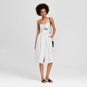 Xhilaration white + black polka dot dress